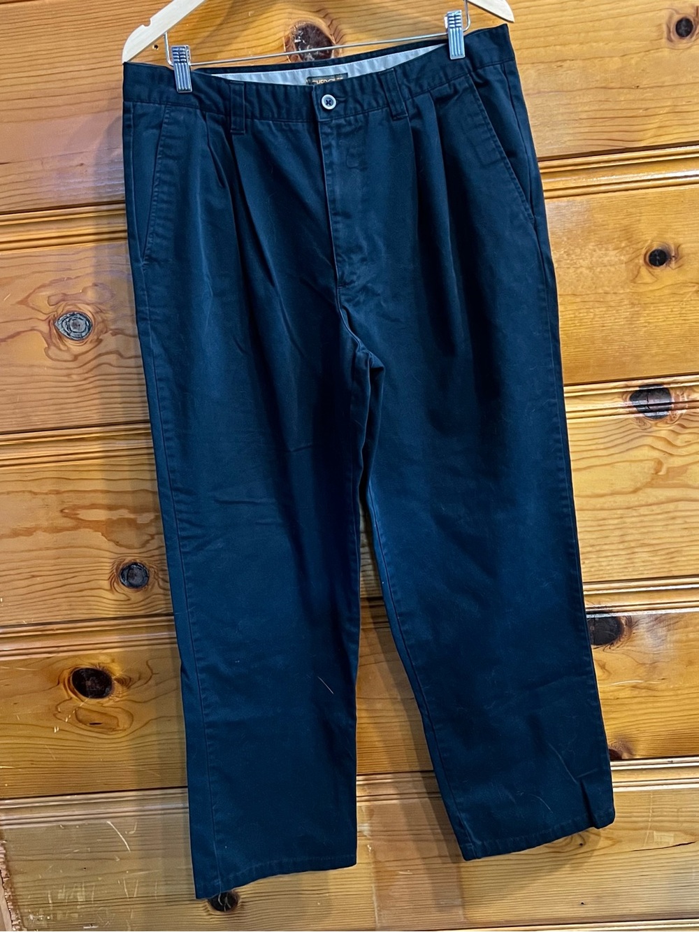 Cherokee Women’s Pleated Front Chino Twill Trousers 36x32 16 Preppy Chic Blue